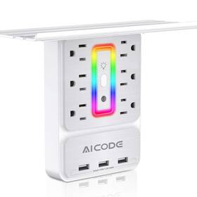 Aicode 778107803649 Socket Outlet Shelf Wall Surge Protector 6 Electrical Splitter