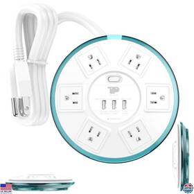 B01mxhw9h3 Aigo Surge Protector Power Strip 6 Outlets 3 Usb 4ft Flat Extension Cord