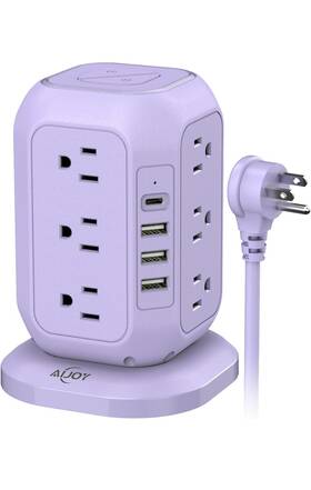 Aijoy 245689999095 Usb C Power Strip Tower Surge Protector With 12 Ac Outlet And 4 Ports