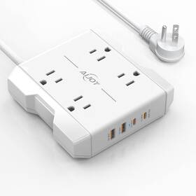 Aijoy 650971711261 Power Strip With Usb Ports 5 Ft Ultra Extension Cord 4 Outlets 2.2 In