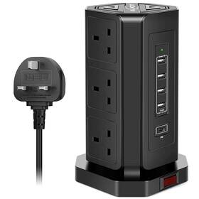 Aj2001 Aijoy Usb C Surge Protector Power Strip Tower 9 Ac Outlet With 5 4 A 1 18