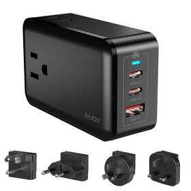 Fba-aj1000065 Aijoy European Travel Plug Adapter Kit 65w Gan3 International Detachable Charger W