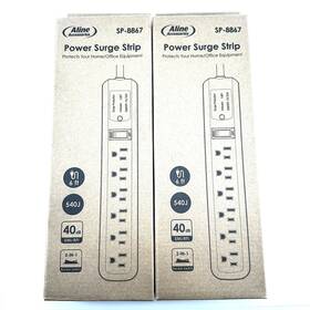 Sp-8867 Aline 2x Accessories Power Surge Strip 6ft Cord 6 Outlet 2 In 1 Rocker Switch