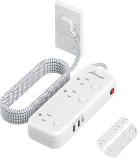 Alitayee 313047353344 Individual Switch Power Strip Surge Protector With 6 Outlets 3 Usb 17w C