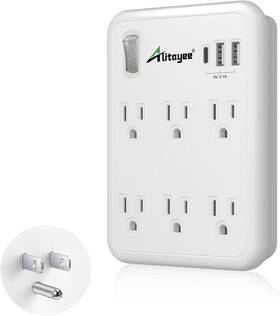 Alitayee 445056379381 Surge Protector Wall Outlet Extender Usb Charger With 3 Charg