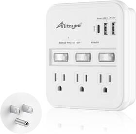 A-704 Alitayee Wall Outlet Extender Surge Protector Usb Power Strips With White