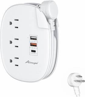 A-717pd20-w Alitayee 20w Usb C Power Strip With 3 Outlets Fast Charge-3ft 02-white