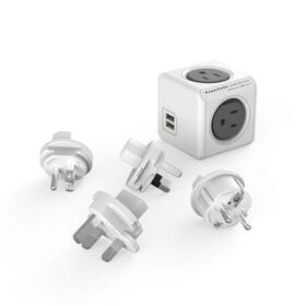Allocacoc 719186009272 Travel Adapter Powercube Rewirable Usb 4 Sockets And 2 Ports Typeb Soc