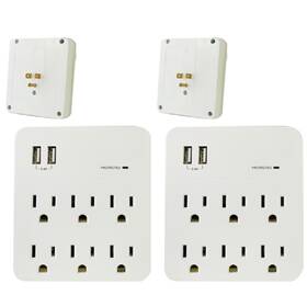 Atb-pt-7846u-2pc Alltopbargains 2x 6 Outlet Surge Protector Multi Plug Wall Adapter Tap 900j Etl Listed Usb Port