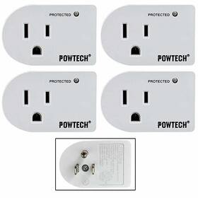 Pt-7834bb-4pc Alltopbargains 4 Pc Single Outlet 3 Prong Grounded Wall Tap Surge Protector Power Adapter Plug