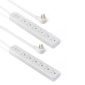 900613500001201v Amazon Basics Rectangle 6-outlet Surge Protector Power Strip 2 Pack White