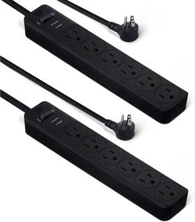 Ac-6ux-d01 Amazon Basics 6-outlet Surge Protector Power Strip 600j 2ft Black 2-pack
