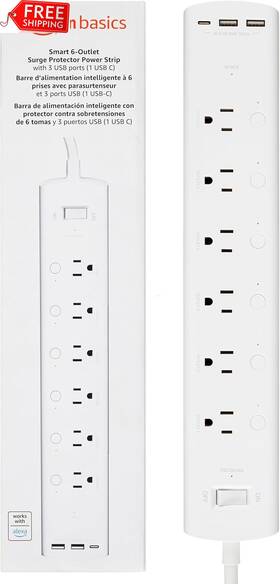 Wp26 Amazon Basics Rectangle Smart Plug Power Strip With 6 Individually Controlled Ou
