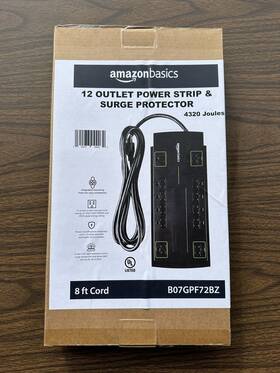 Amazonbasics 192233044262 12-outlet Power Strip And Surge Protector With 8 Foot Cord Brand New