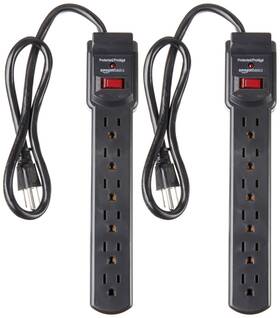 Amazonbasics 641605971953 Basics 6-outlet 200 Joule Surge Protector Power Strip Pack Of 2 Rectangle F