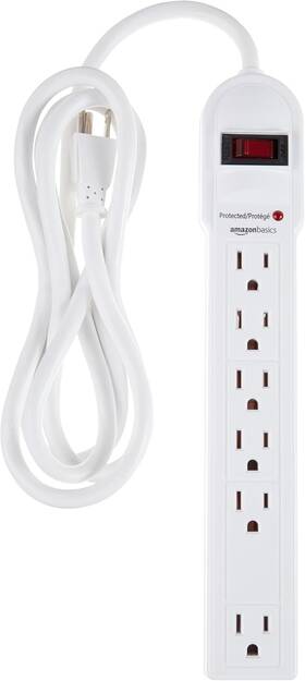 Amazonbasics 818276244871 Amazon Basics 6-outlet Surge Protector Power Strip 790 Joule 6-foot White