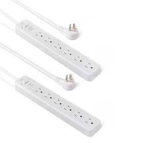 Amazonbasics 840324418644 Amazon Basics Rectangle 6-outlet 600 Joule Surge Protector 2 Pack White