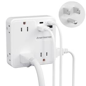 As-oe18w-wh Amerisense Multi Plug Outlet Extender With Usb Wall Charger 6 Ac Outlets And 4 P