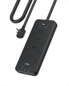 Anker 194644194680 Surge Protector Flat Plug Power Strip2100j 12 Ac Outlets 5feet E