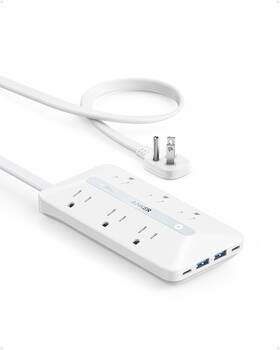 Anker 313089344355 Flat Plug Power Strip 300j 20w Usb C 10-in-1 Ultra Thin Pow