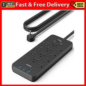2100j Anker 313106787714 Power Strip Surge Protector 12 Outlets With 2 Usb A And 1 C P