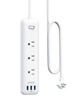 A9131 Anker Power Strip With Usb 3-outlet 3 Poweriq Powerstrip - White