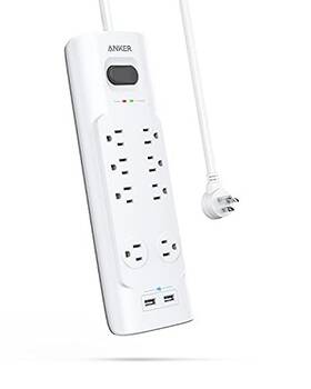 A9181121 Anker A9181 Power Strip Surge Protector With Usb 6ft 8 Outlets 2 Ports