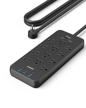A9192113 Anker Power Strip With 3 Usb Ports Surge Protector 10 Ft Black