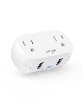 A9221121 Anker Outlet Extender Usb Powerextend Plug 2 Mini Outlets Ports - White