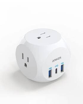 A9232121 Anker Electrical Outlet Extender 30w Usb C Charger 3-outlet - White