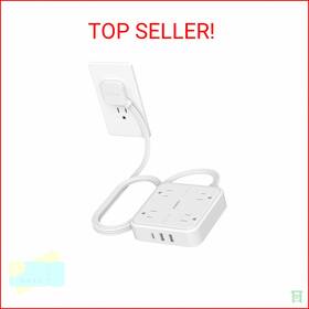 Ak-a2763121-f0 Anker Surge Protector Flat Extension Cord 5ft Tessan Plug Power Strip With 4 Out