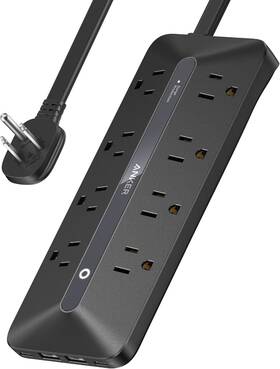 Aka91f4 Anker 12-in-1 Usb-c Power Strip Flat Plug 900j Slim Desk Charging Station 5ft