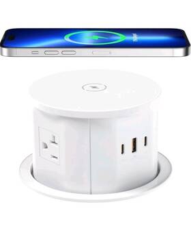 Annquan 313027833866 20 Amp Pop Up Countertop Outlet With 15w Wireless Charger Max 65w Power