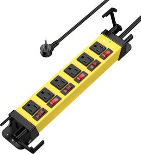 Annquan 313096561578 Heavy Duty Power Strip - 6 Outlet With Individual Switches Cord Ma