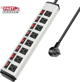 Annquan 726084667242 8 Outlet Metal Power Strip With Individual Switches Heavy Duty Appliance S