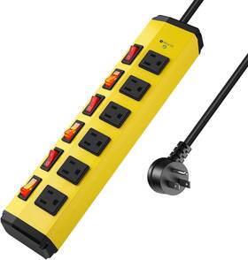 Cc15a-6os6-03 Annquan 6 Outlet Metal Power Strip With Individual 6ft Cord Yellow