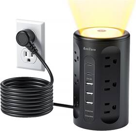 Anntane 705353372995 Power Strip Tower With Night Light Surge Protector Usb Ports