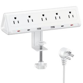 Anntane 797606891308 6.5 Ft Desk Clamp Power Strip With 5 Ac Outlets And 6 Usb Ports Pd 40w Usb-c Fast