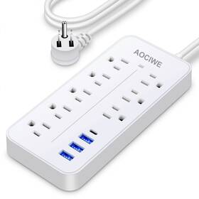 El-08w Aociwe 740720295361 Power Strip Surge Protector - 8 Outlets And 3 Usb Ports 1 Usb-c