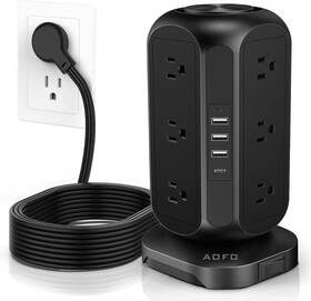 Jw-84 Aofo Power Strip Tower Surge Protector 12 Ac Outlets With 4 Usb 1 C Ports