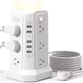 Aoibox 445012249277 Power Strip Tower 10 Ft. Cord 12-outlets Surge Protector With 5 Usb Ports