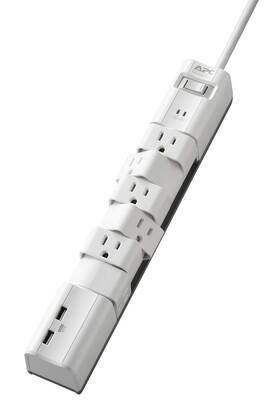 Apc 731304343707 Rotating Power Strip 6 Plugs Surge Protector With Usb Charging Por