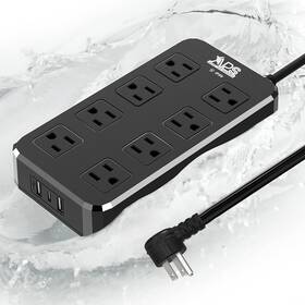 Qy03 Aps Outdoor Power Strip Weatherproof Waterproof Surge 6ft 8 Outlets Black
