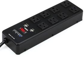 Pds8u Art 840402041603 Pro Audio 8-outlet Power Strip With 2 Usb Outlets And 20ft Cord
