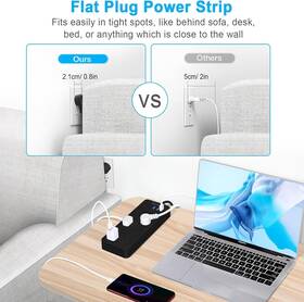 1700j Asamoom El100 25 Ft 14-in-1 Power Strips With Surge Protection 10 Outlets 4 Usb