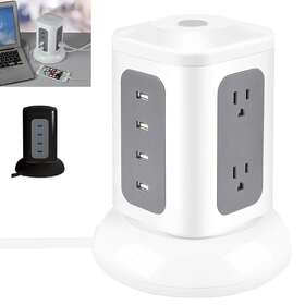Atb 795735186367 10 Usb Port Tower Outlet Smart Charging Surge Protector Power Strip Universal
