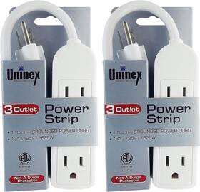 Ps28e-2pc Atb 2 Multi Plug Extension Cord 3 Outlet Power Strip Grounded Adapter 1ft Etl Listed