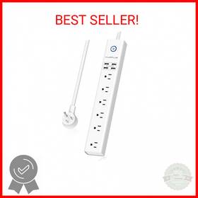Auoplus 313041522500 Power Strip 10ft - Surge Protector With Usb 6 Outlet And 4 Charger