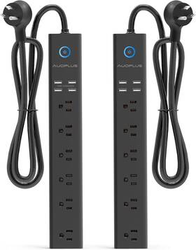 Auoplus 726085009294 2 Pack Power Strip Surge Protector - 6 Outlets 4 Usb Ports 6ft Long Exte