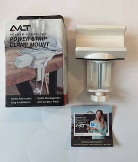 Avlt 712896220986 Desk Mount For Power Strip Adjustable Width Quick Setup White Nib Ships Free Us